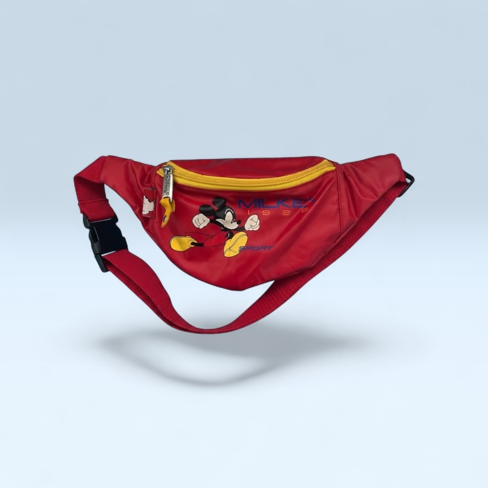 Disney Store Mickey Mouse 1928 Sport Red Nylon Fanny Pack Waist Bag